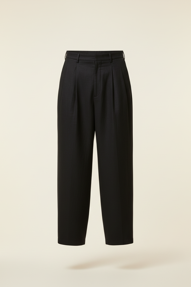 Pantalon Baggy Noir Ample Fluide Décontracté Élégant Homme - Lin - vue 3