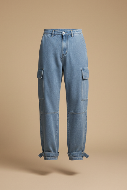 Pantalon Baggy Jean Bleu Cargo Ample Décontracté Homme - vue 3