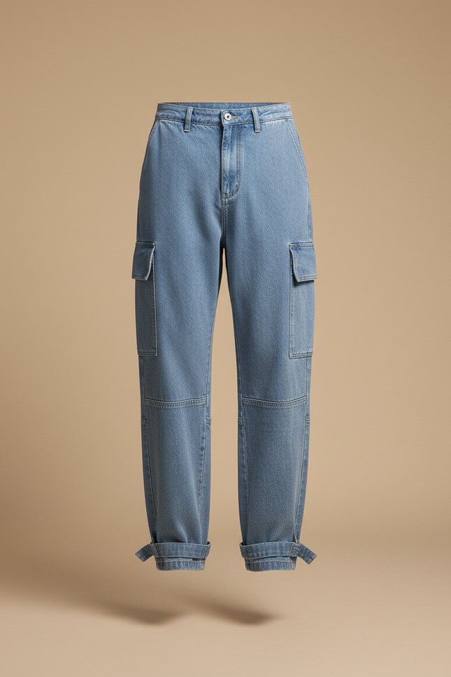 Pantalon Baggy Jean Bleu Cargo Ample Décontracté Homme - vue 3