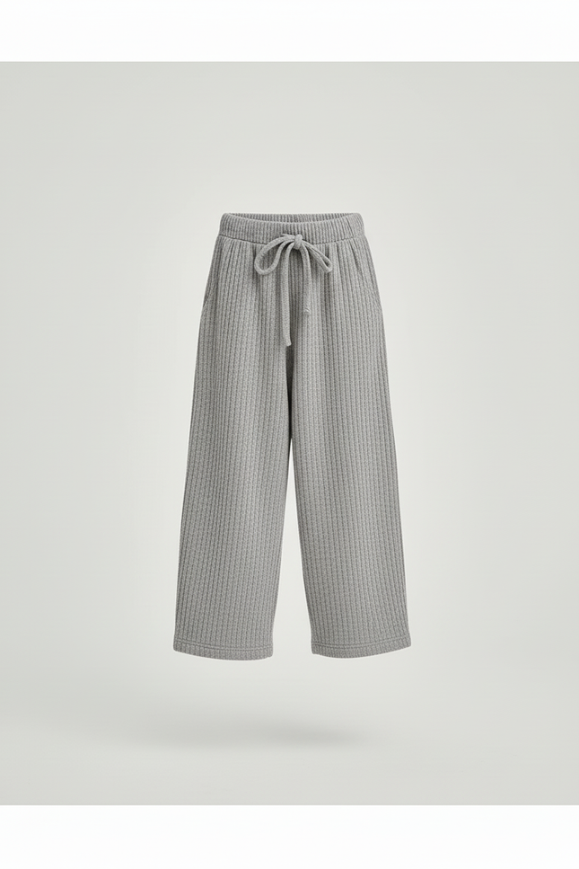 Pantalon Baggy Gris Côtelé Ample Confortable Enfant - Maille - vue 3