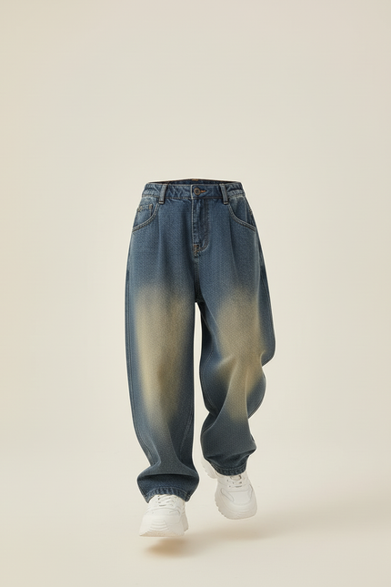 Pantalon Baggy Jean Dégradé Ample Garçon Décontracté - Bleu - vue 3