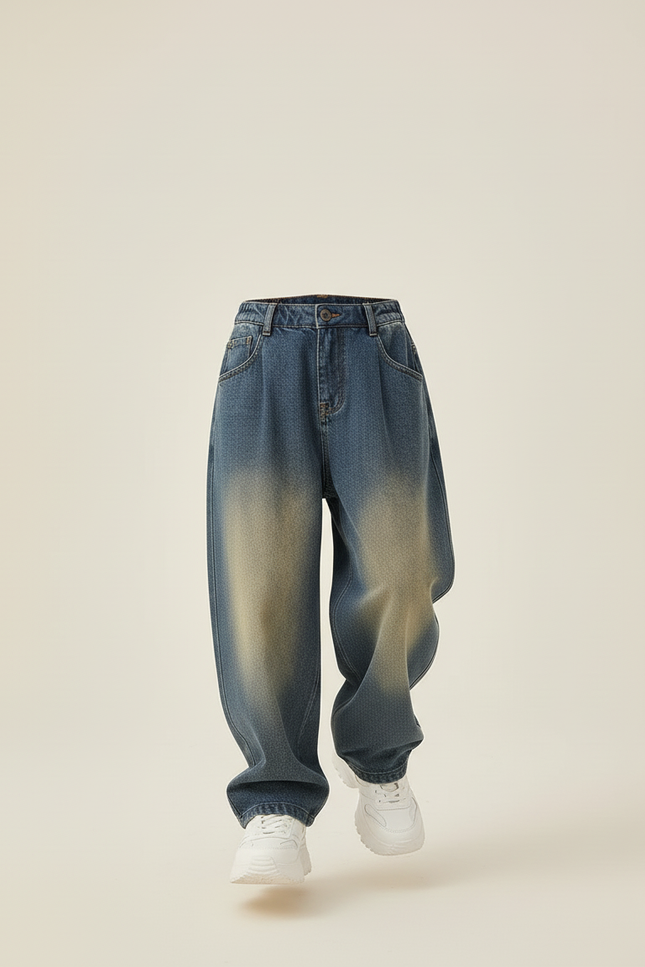 Pantalon Baggy Jean Dégradé Ample Garçon Décontracté - Bleu - vue 3