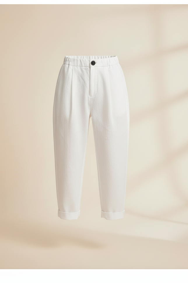 Pantalon Baggy Blanc Plissé Ample Coton Enfant - vue 3