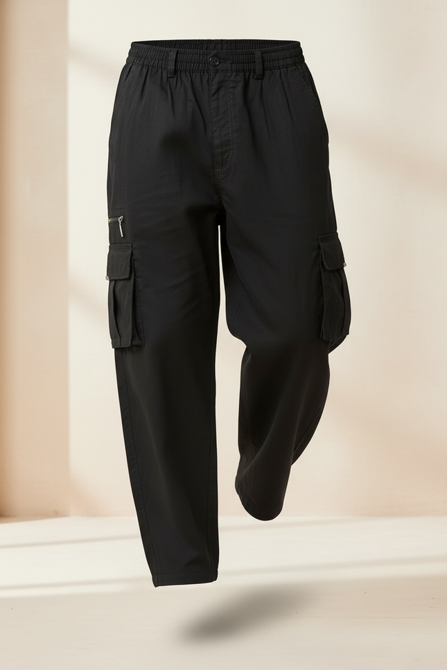 Pantalon Baggy Noir Ample Multi-Poches Tactique Homme - Toile - vue 3