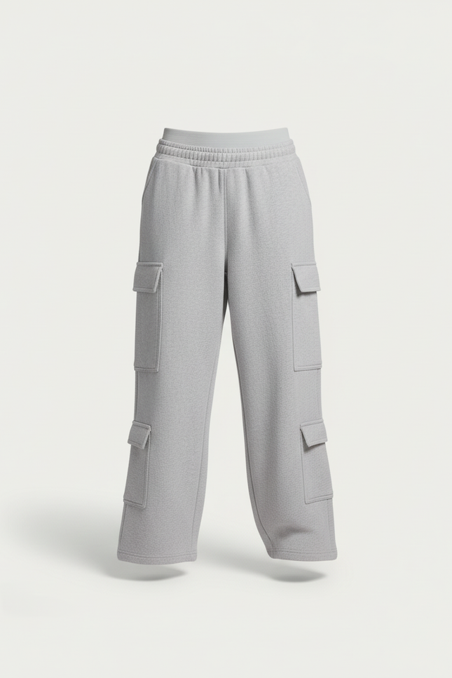 Pantalon Baggy Gris Ample Cargo Molleton Confortable - vue 3
