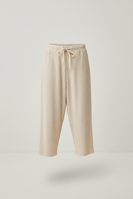 Pantalon Baggy Plissé Beige Ample Fluide Fille - Maille - vue 3