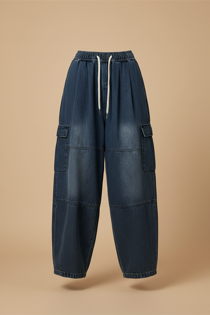 Pantalon Baggy Femme Bleu Cargo - Jean - vue 3