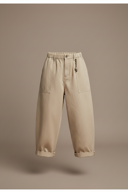 Pantalon Baggy Kaki Coton Ample Décontracté Garçon - vue 3