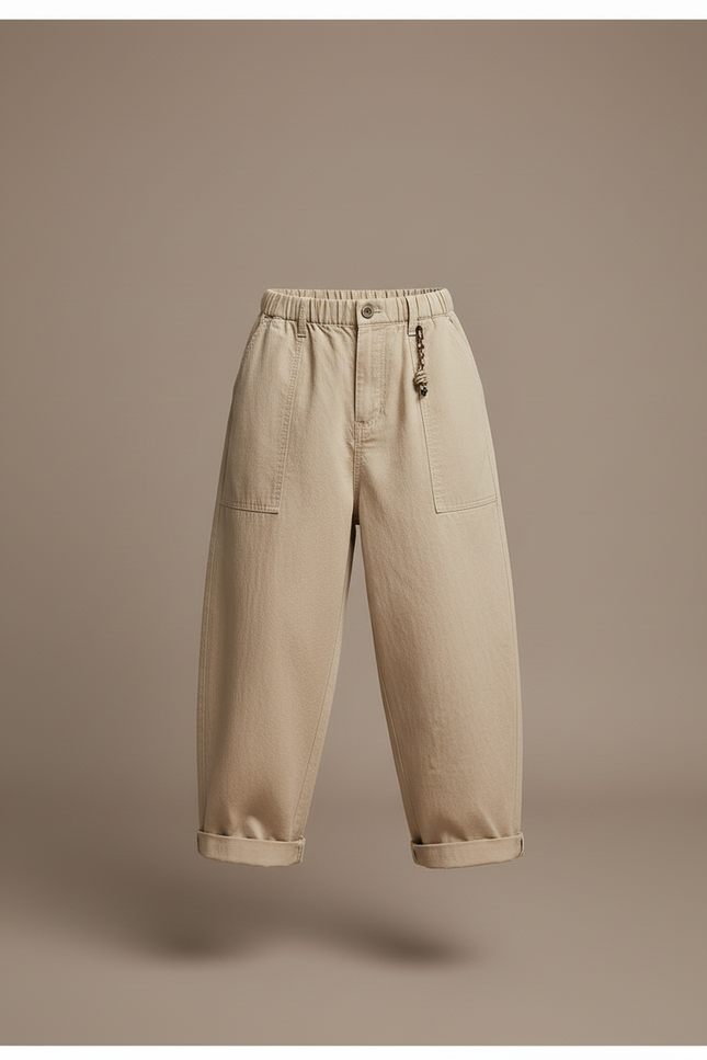 Pantalon Baggy Kaki Coton Ample Décontracté Garçon - vue 3