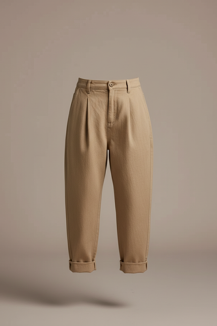 Pantalon Baggy Beige Coton Ample Décontracté Fille - vue 3