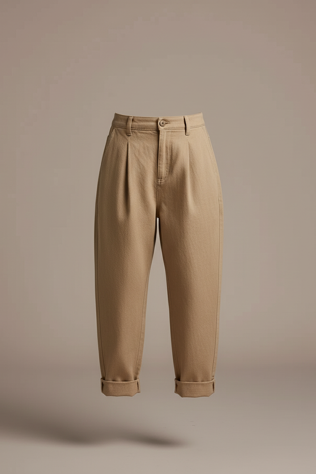 Pantalon Baggy Beige Coton Ample Décontracté Fille - vue 3