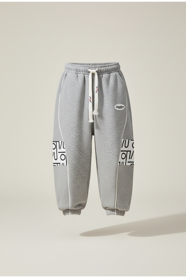 Pantalon Baggy Gris Ample Molleton Décontracté Graphique Enfant - vue 3