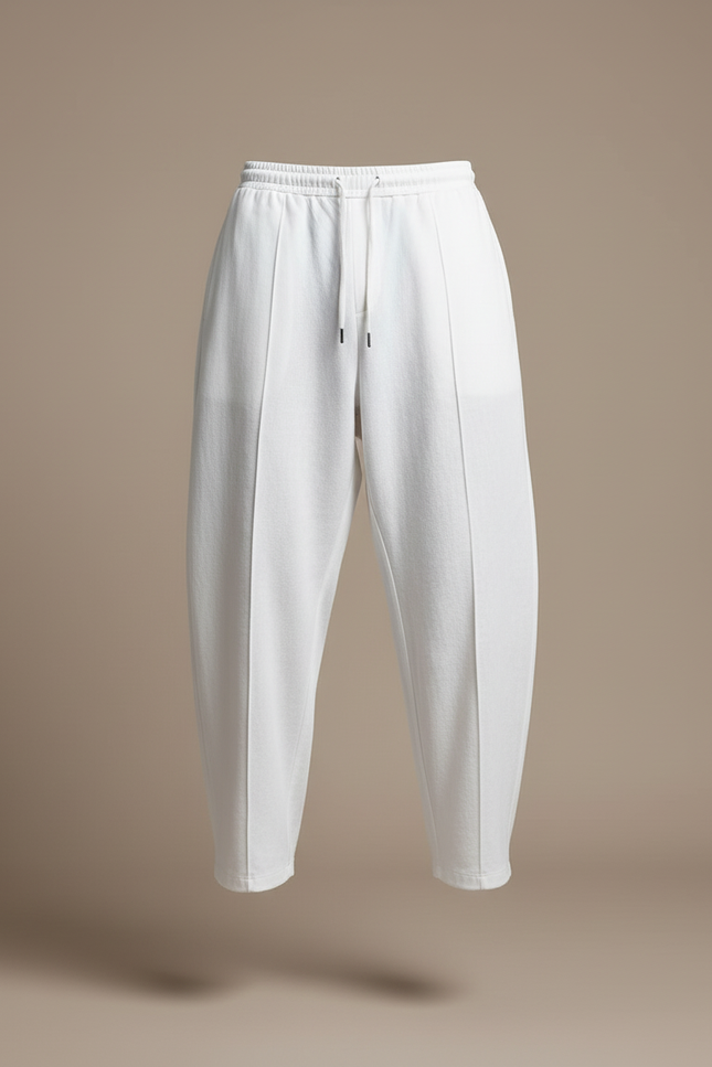 Pantalon Baggy Blanc Cordon Droit Décontracté Homme - Molleton - vue 3