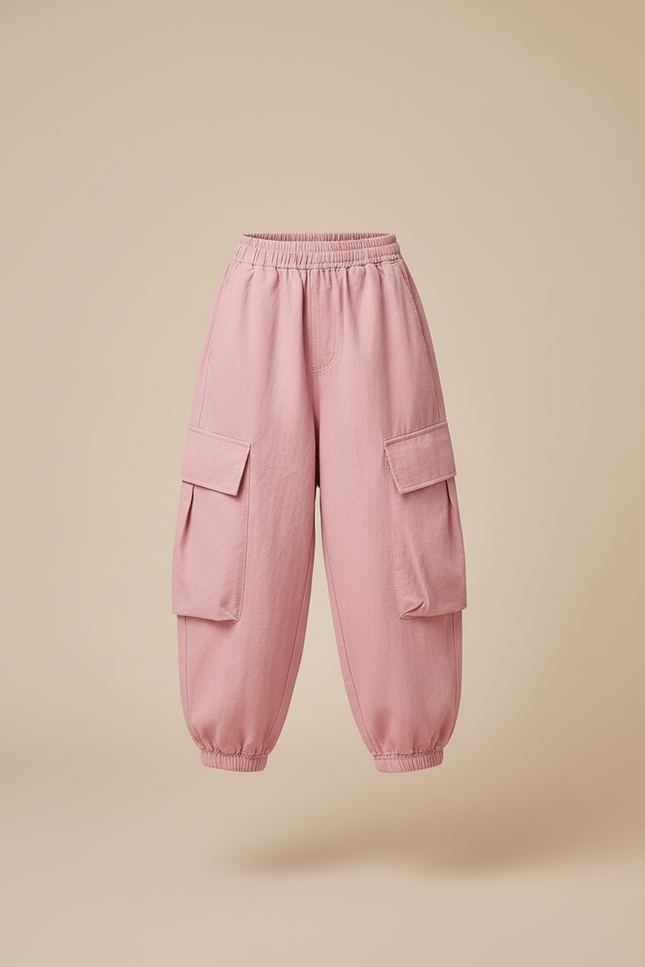 Pantalon Baggy Rose Cargo Décontracté Ample Enfant - Coton - vue 3