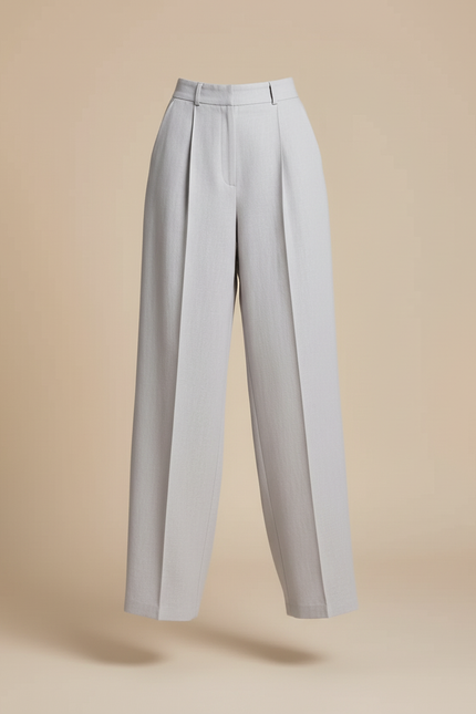 Pantalon Baggy Gris Clair Ample Droit Plissé Élégant - Lin - vue 3