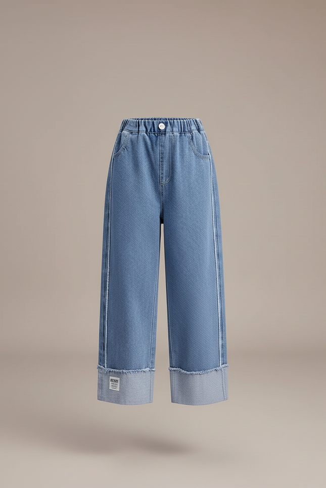 Pantalon Baggy Jean Denim Ample Décontracté Enfant Bleu - vue 3