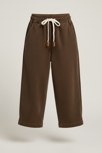 Pantalon Baggy Côtelé Marron Ample Décontracté Fille - Cordé - vue 3