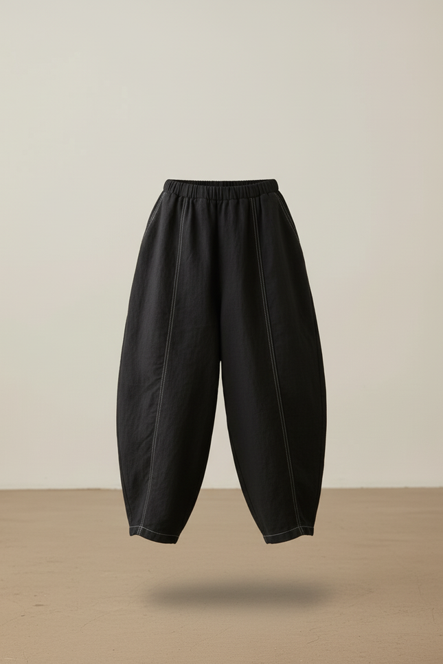 Pantalon Baggy Noir Lin Ample Confortable Enfant - vue 3