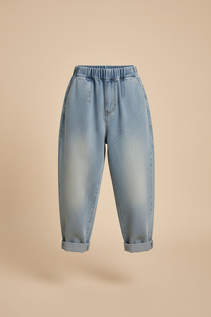 Pantalon Baggy Jean Bleu Clair Ample Décontracté Enfant - vue 3