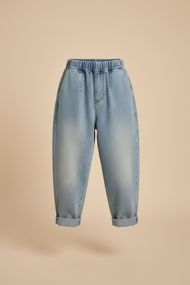 Pantalon Baggy Jean Bleu Clair Ample Décontracté Enfant - vue 3