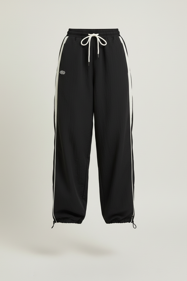 Pantalon Baggy Noir Ample Rayures Blanches Sport - Polyester - vue 3