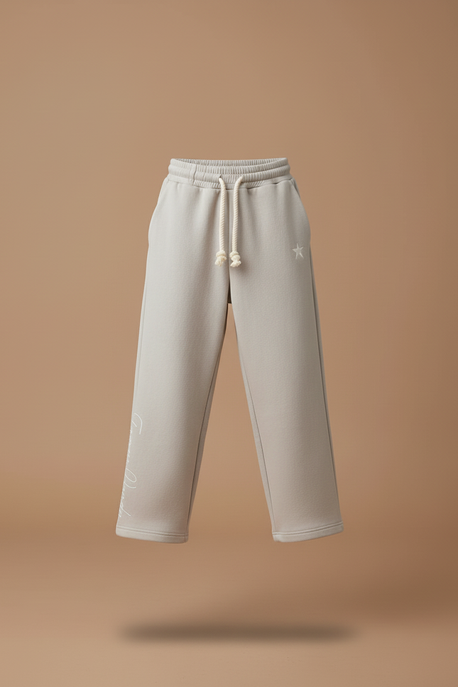 Pantalon Baggy Gris Molleton Cordon Étoile Brodé Enfant - vue 3
