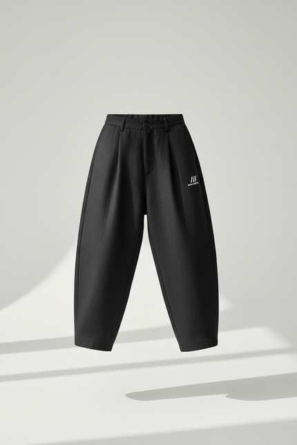 Pantalon Baggy Noir Ample Décontracté Coton Enfant - Lin - vue 3