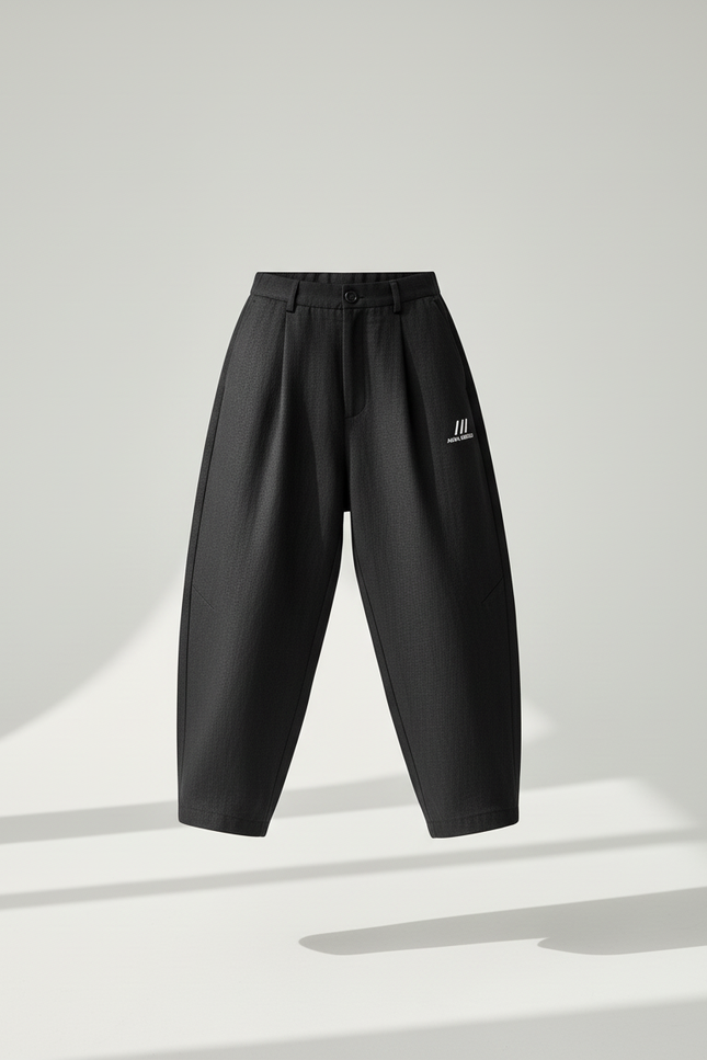 Pantalon Baggy Noir Ample Décontracté Coton Enfant - Lin - vue 3