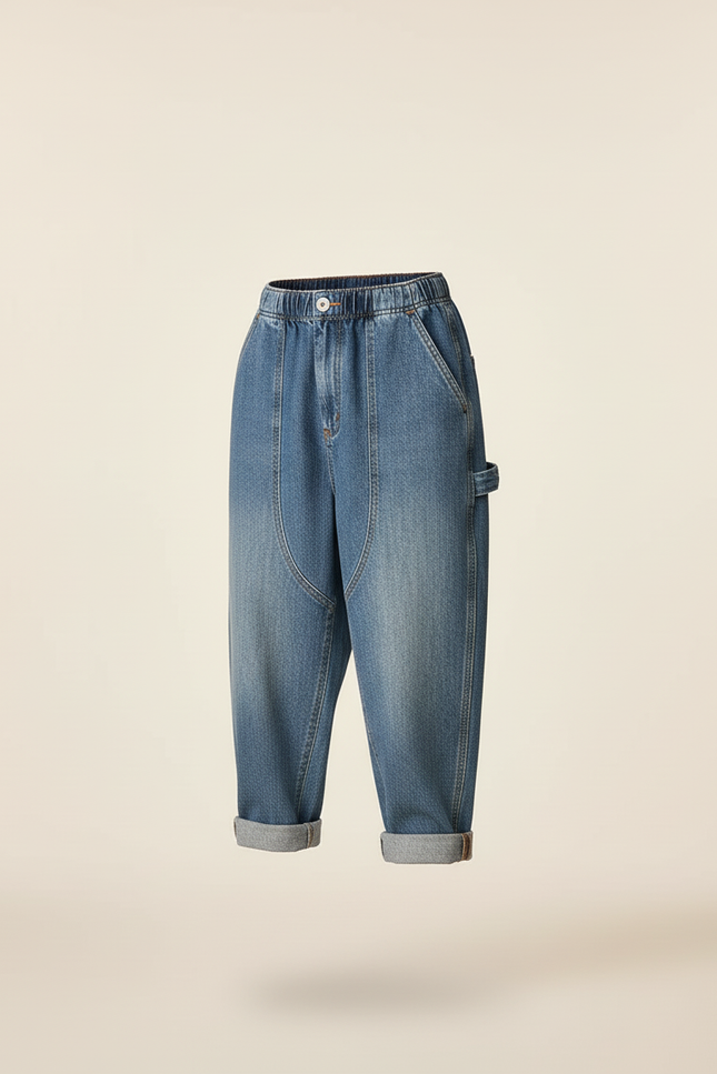 Pantalon Baggy Jean Bleu Ample Décontracté Enfant Garçon - vue 3