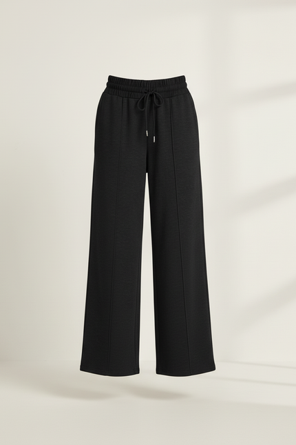Pantalon Baggy Noir Ample Fluide Décontracté Cordon - Molleton - vue 3