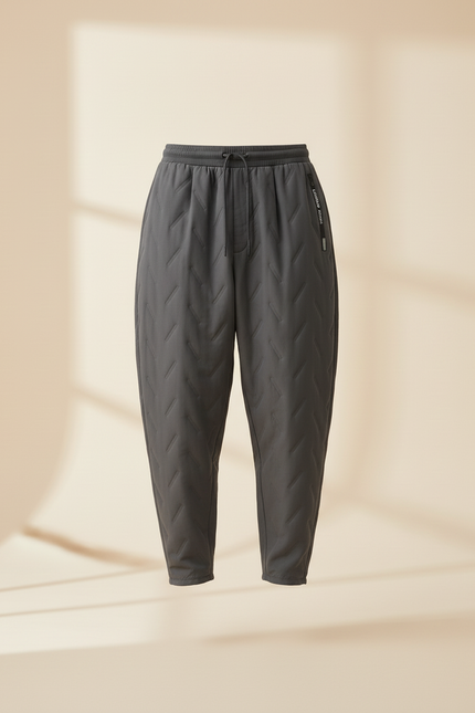 Pantalon Baggy Gris Matelassé Ample Cordon Décontracté Homme - Molleton - vue 3