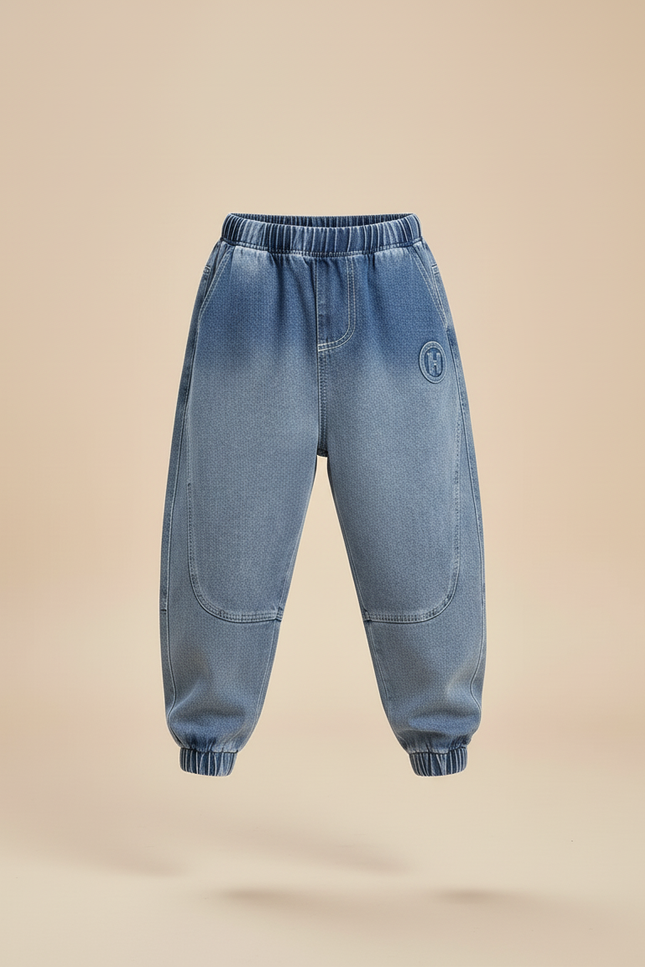 Pantalon Baggy Jean Bleu Ample Enfants Streetwear - vue 3