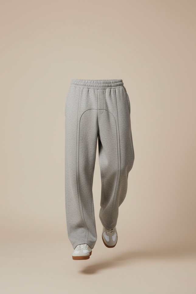 Pantalon Baggy Gris Large Cordon Décontracté Molleton Homme - vue 3