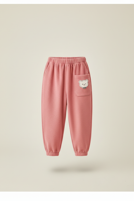 Pantalon Baggy Rose Côtelé Ourson Épais Enfant - Cordé - vue 3