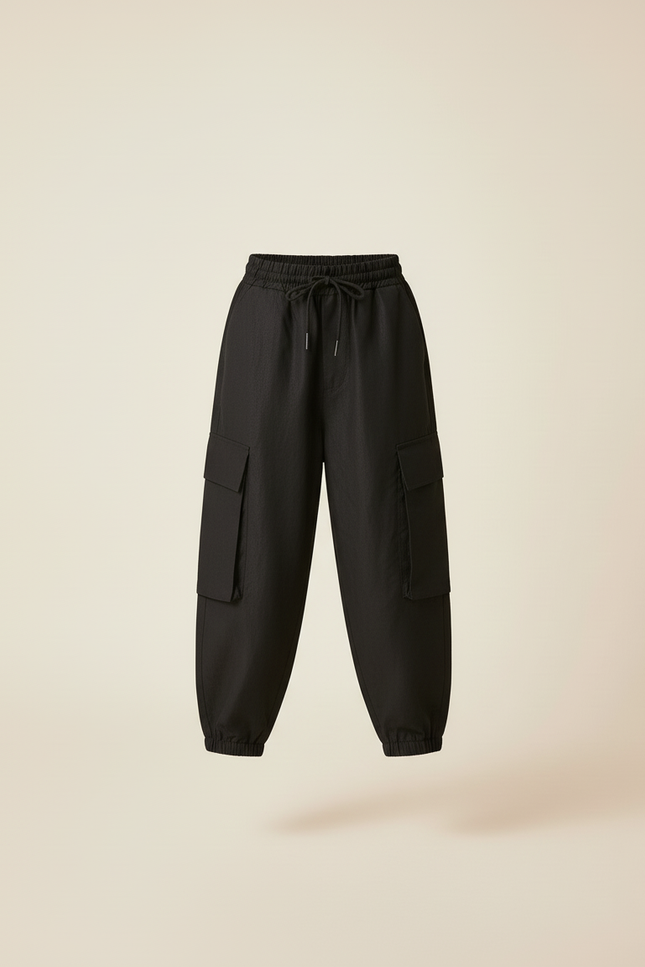 Pantalon Baggy Noir Ample Cargo Coton Sport Enfant - vue 3