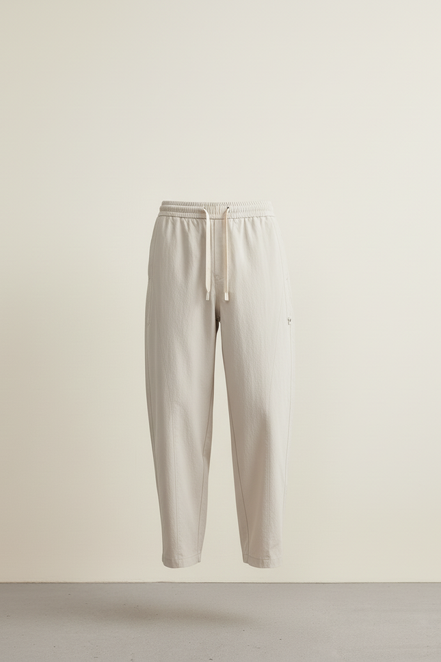 Pantalon Baggy Beige Cordon Léger Décontracté Homme - Lin - vue 3