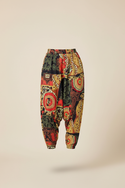 Pantalon Baggy Imprimé Ethnique Ample Bohème Coloré - Multicolore Viscose - vue 3