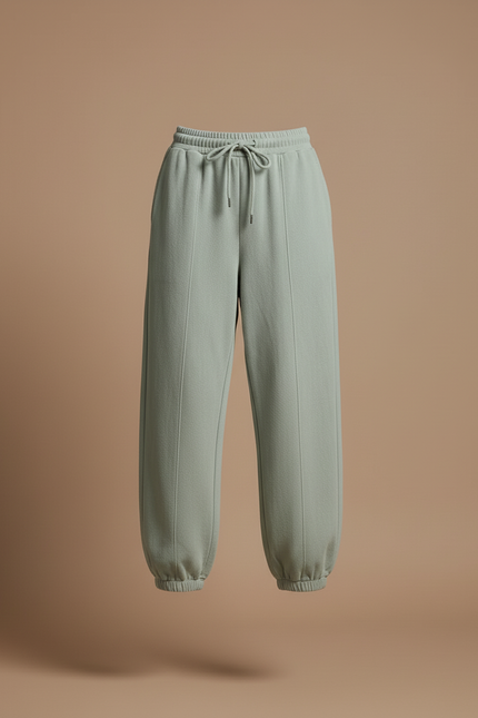 Pantalon Baggy Vert Menthe Molletonné Ample Décontracté - vue 3
