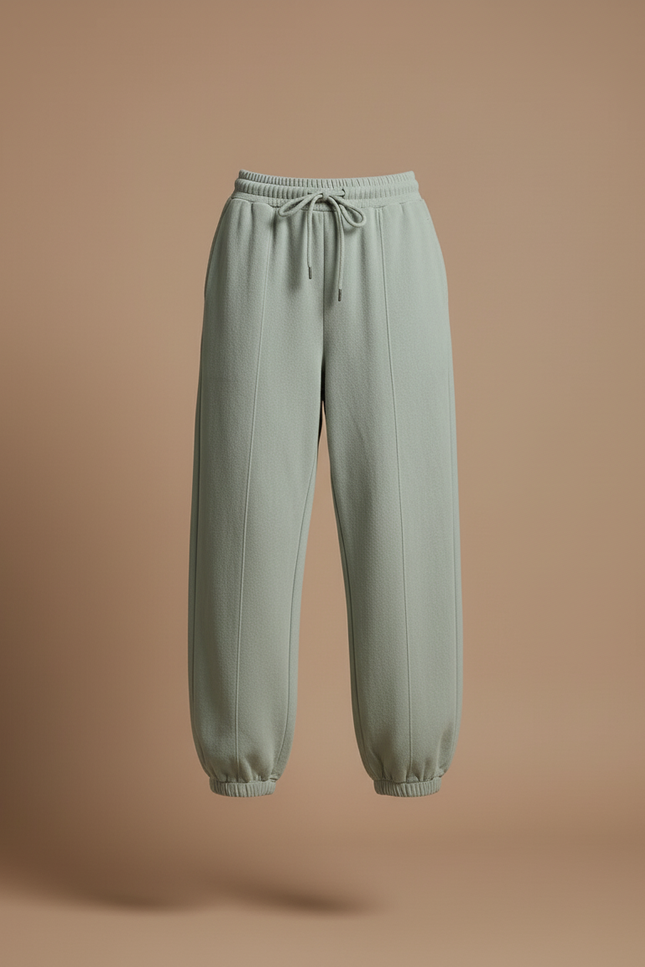 Pantalon Baggy Vert Menthe Molletonné Ample Décontracté - vue 3