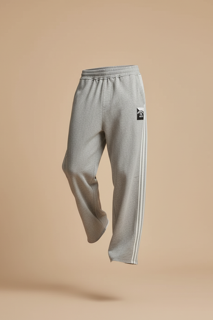 Pantalon Baggy Gris Molleton Rayures Ample Décontracté - vue 3