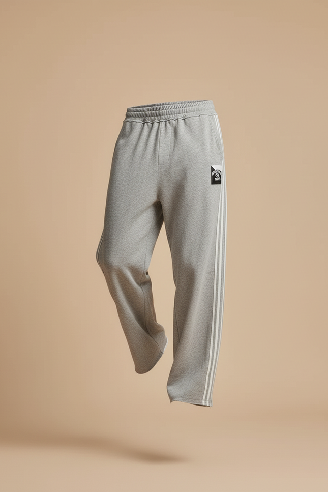 Pantalon Baggy Gris Molleton Rayures Ample Décontracté - vue 3