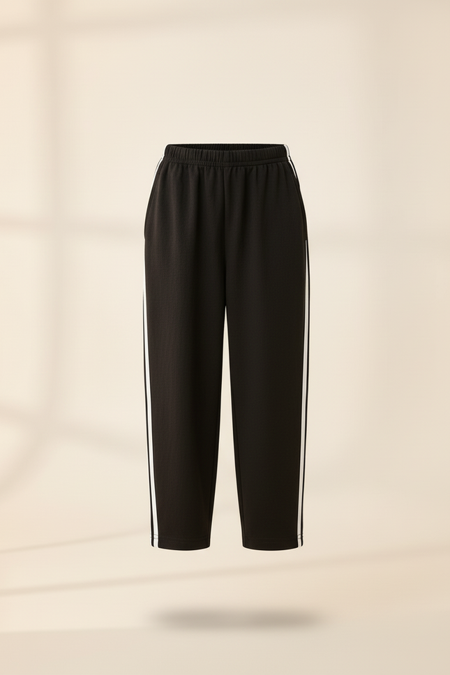 Pantalon Baggy Noir Ample Rayures Blanches Enfant Sport - Molleton - vue 3
