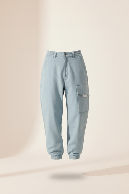 Pantalon Baggy Bleu Ciel Cargo Ample Homme - Toile - vue 3
