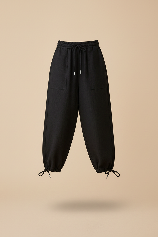 Pantalon Baggy Noir Lin Ample Décontracté Enfant - vue 3