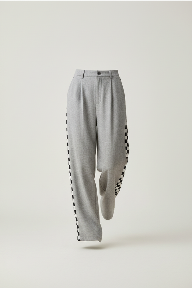 Pantalon Baggy Gris Ample Chevrons Streetwear Femme - Molleton - vue 3