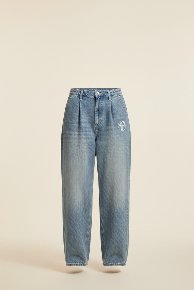 Pantalon Baggy Bleu Jean Ample Large Décontracté Femme - vue 3