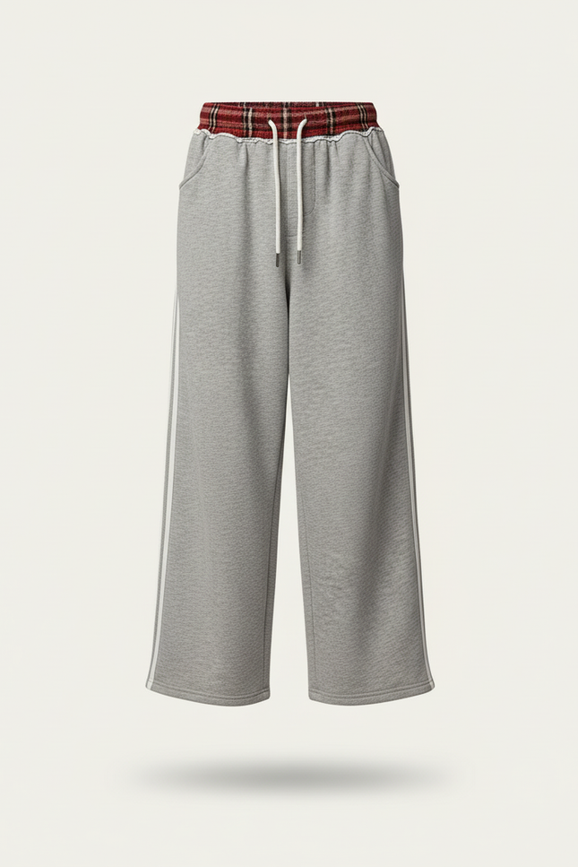 Pantalon Baggy Gris Ample Rayures Blanches Sport Enfant - Molleton - vue 3