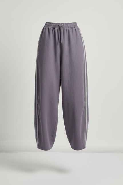Pantalon Baggy Gris Rayures Ample Décontracté Cordon - Lin - vue 3