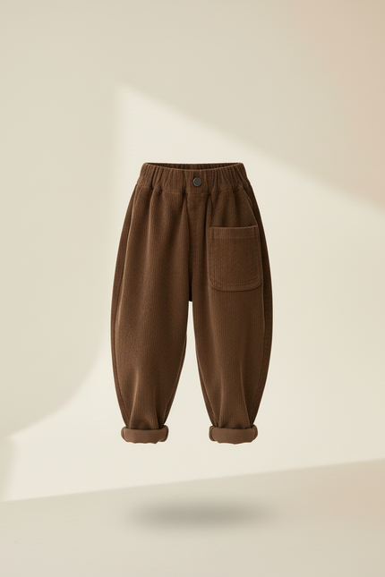 Pantalon Baggy Marron Côtelé Ample Enfant - Cordé - vue 3