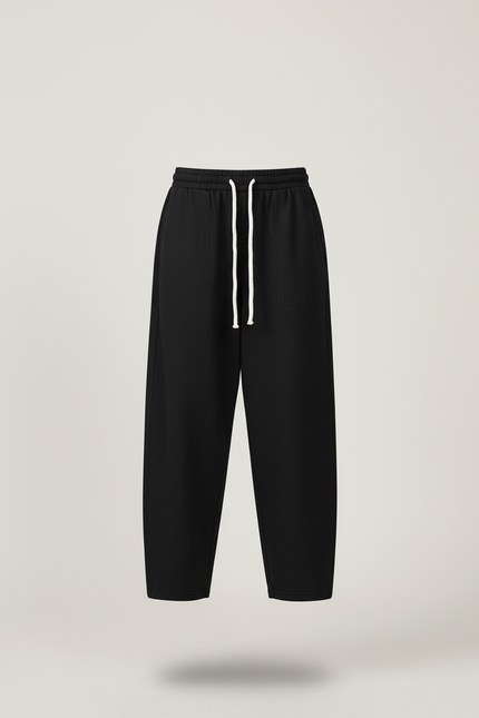 Pantalon Baggy Noir Ample Cordon Enfant - Molleton - vue 3